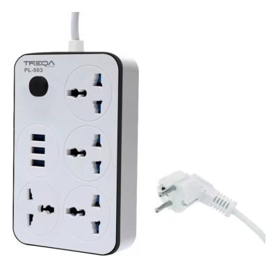 Zapatilla Alargue Universal 3 Usb + 4 Toma Corriente Schuko