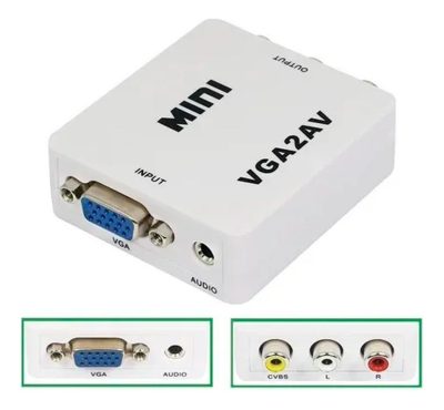 Mini Conversor De Adaptador Vga Para Audio Y Vídeo Av Rca Active