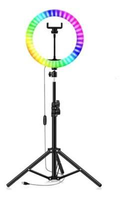 Aro Luz Led Rgb Colores Ring Soporte Trípode 2mt 32 Diámetro